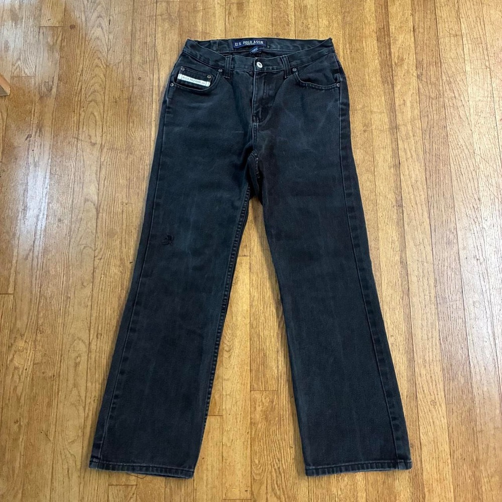 US Polo Assn Womens Black Straight Leg Denim Jeans 30x30 Cotton